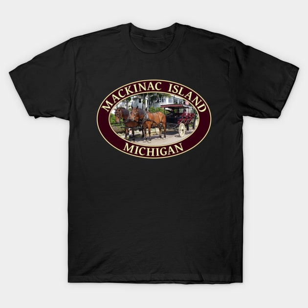 Horse and Carriage on Mackinac Island, Michigan T-Shirt by GentleSeas